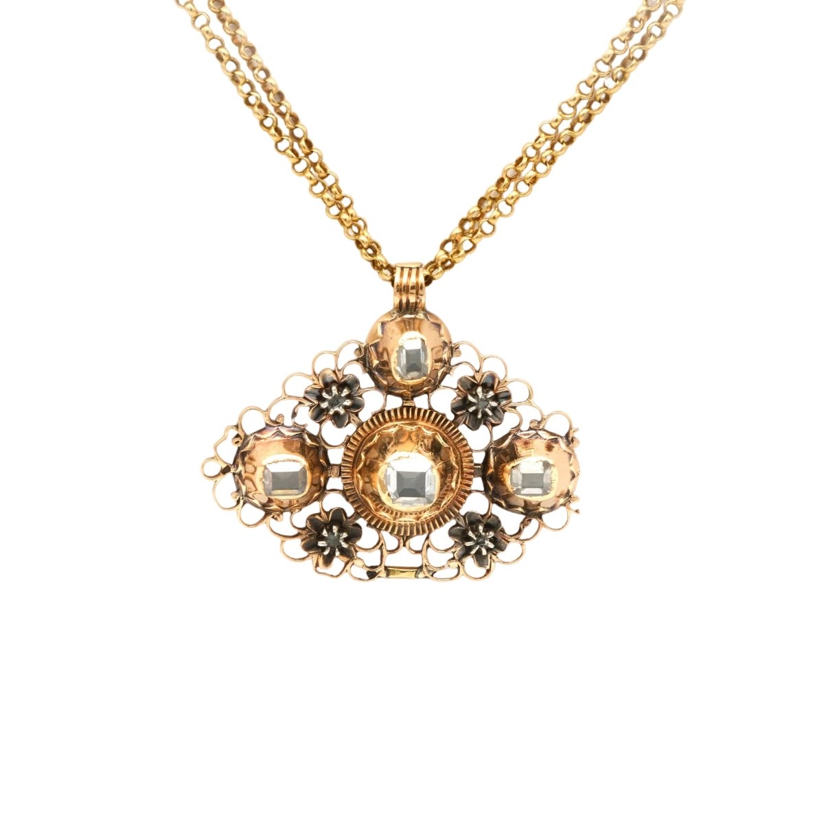 Collier Pendentif en or jaune et diamants - Castafiore