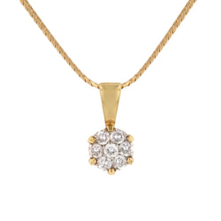 Flower pendant diamonds and its flat chain yellow gold