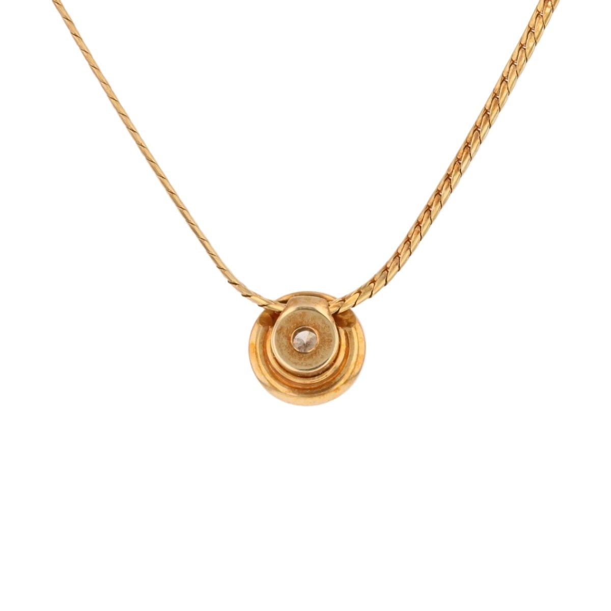 Necklace modern yellow gold round pendant diamond
