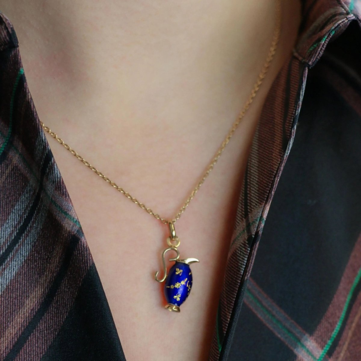 Collier Pendentif en or jaune et émail - Castafiore