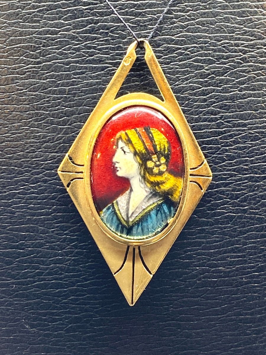 Collier Pendentif en or jaune et émail - Castafiore