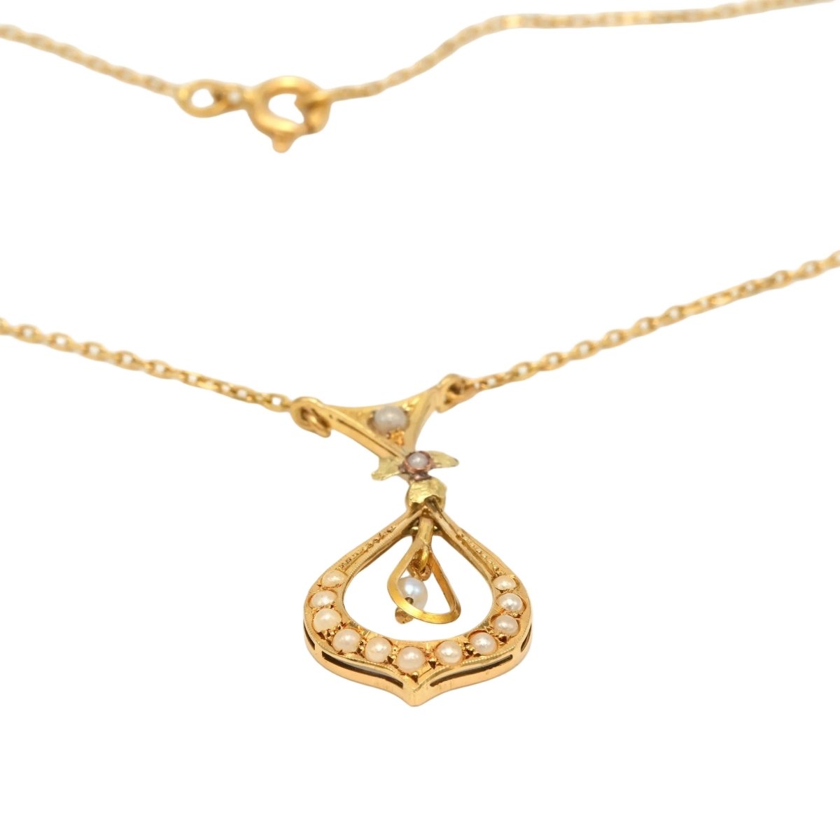 Collier Pendentif en or jaune et perles - Castafiore