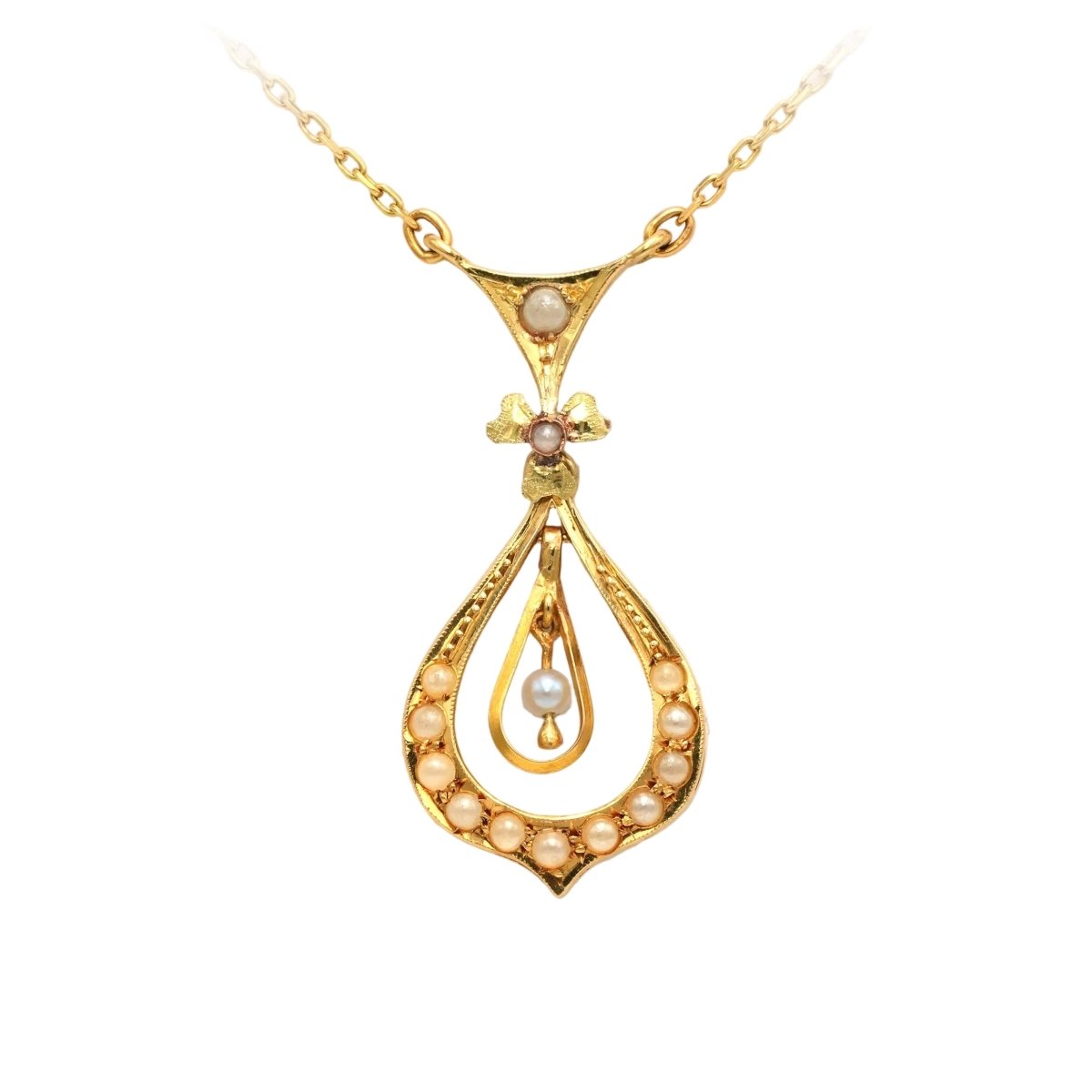 Collier Pendentif en or jaune et perles - Castafiore