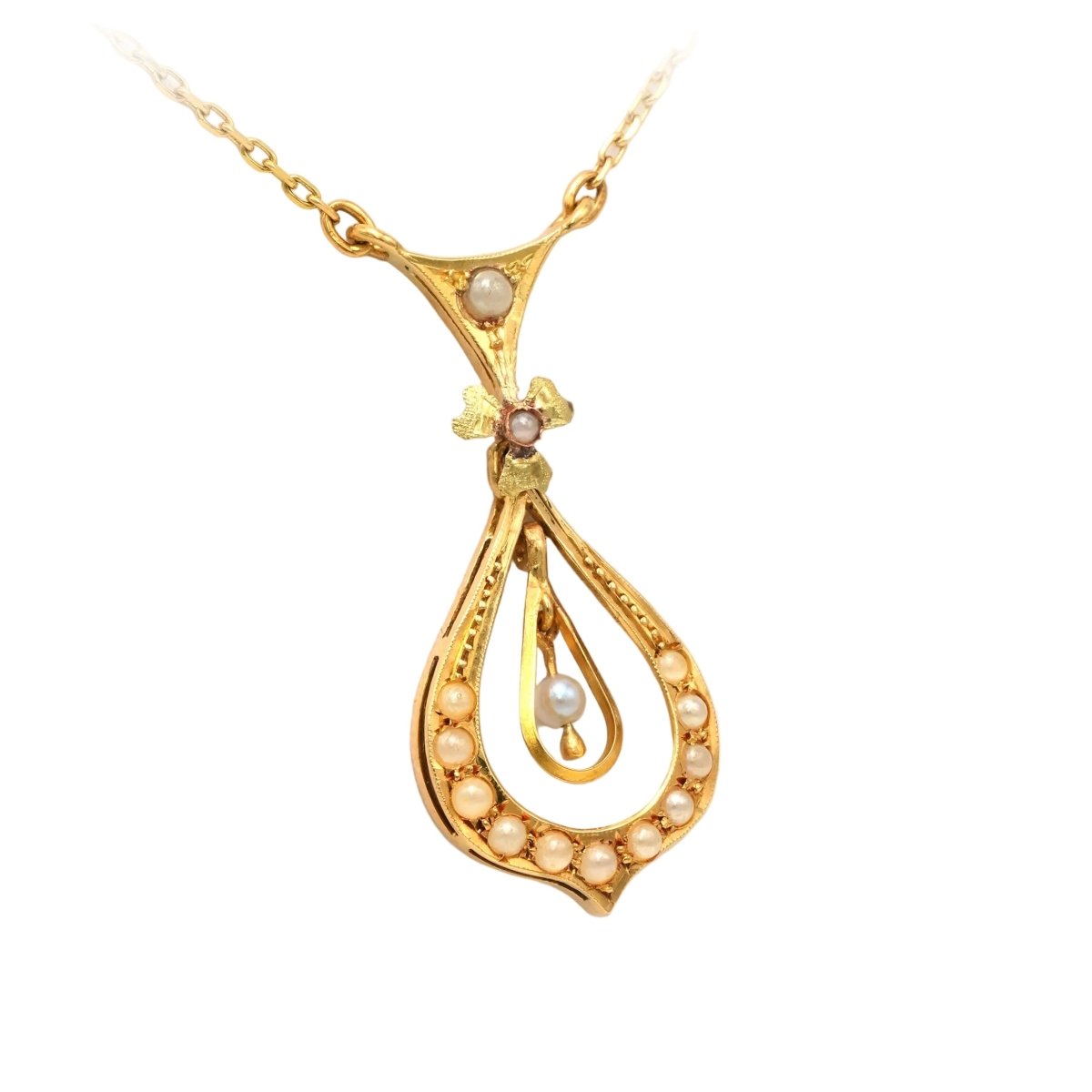 Collier Pendentif en or jaune et perles - Castafiore