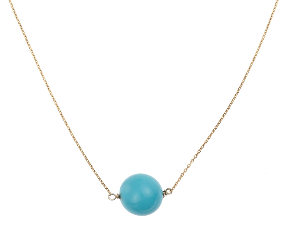 Collier Pendentif en or jaune et turquoise - Castafiore