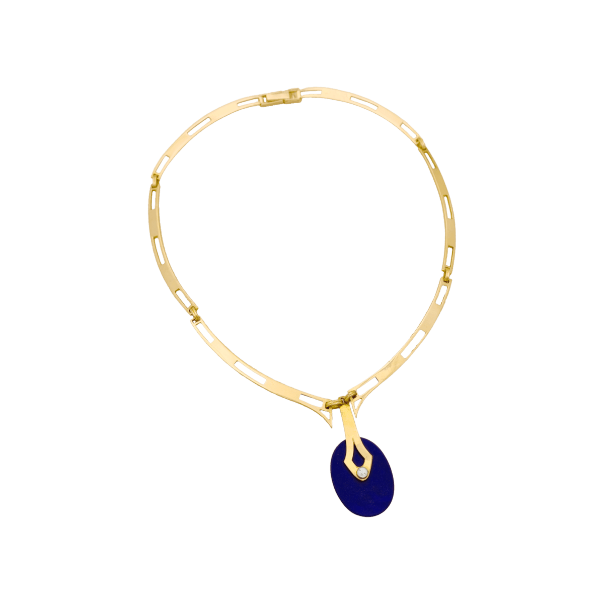 Collier Pendentif en or jaune, lapis-lazuli et diamant - Castafiore