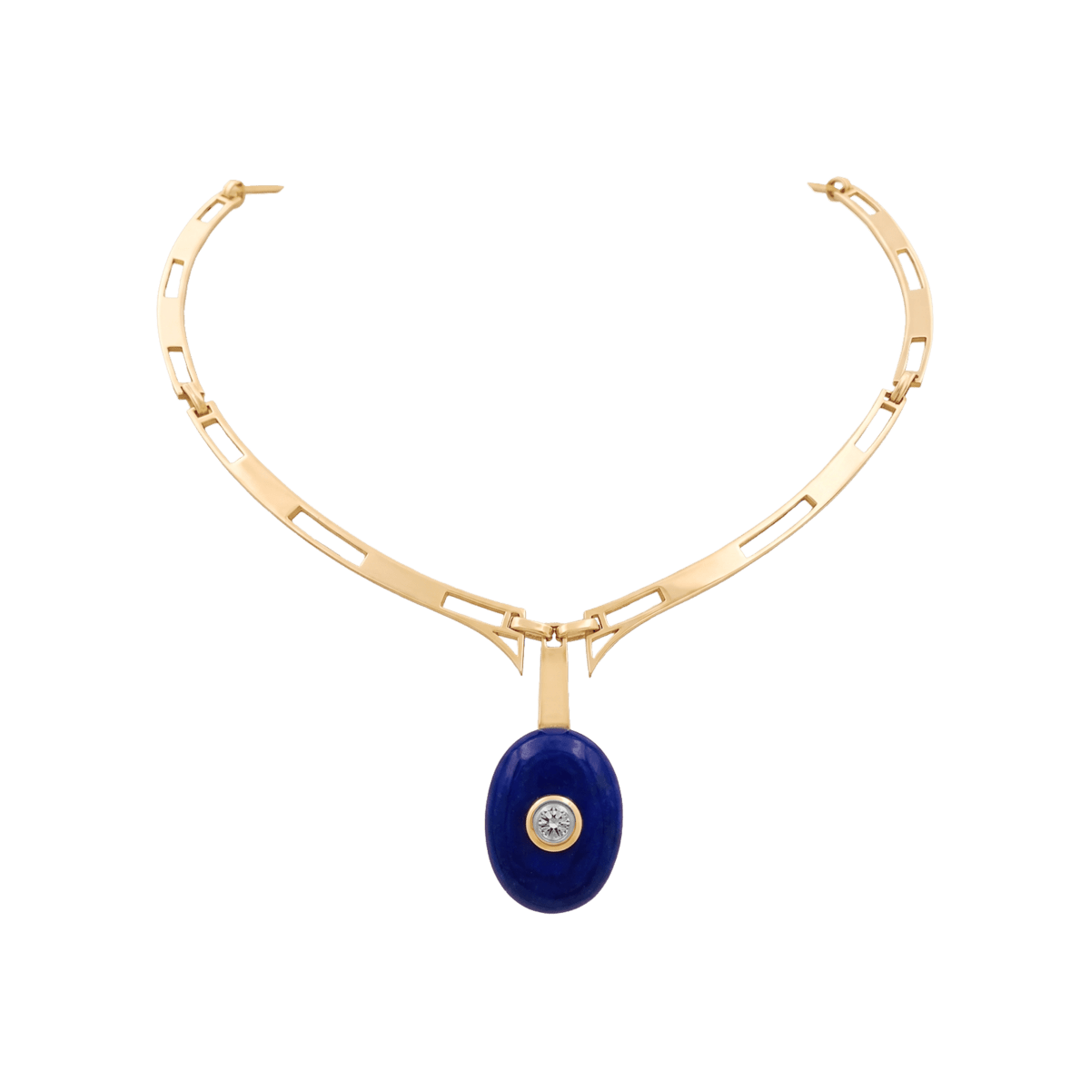 Collier Pendentif en or jaune, lapis-lazuli et diamant - Castafiore