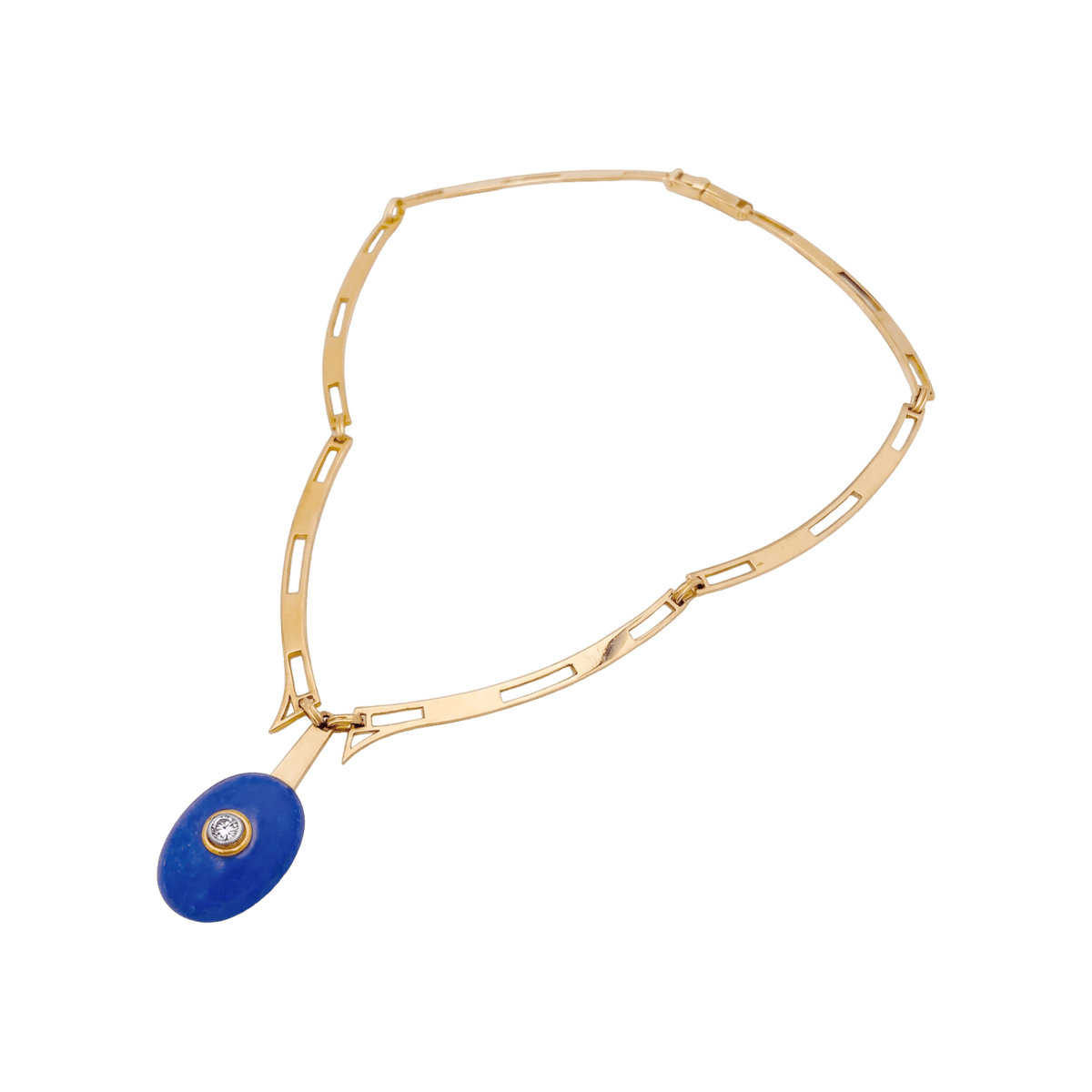 Collier Pendentif en or jaune, lapis-lazuli et diamant - Castafiore