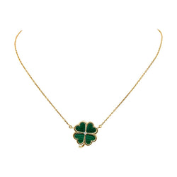 Collier Pendentif en or jaune, malachite et diamant - Castafiore