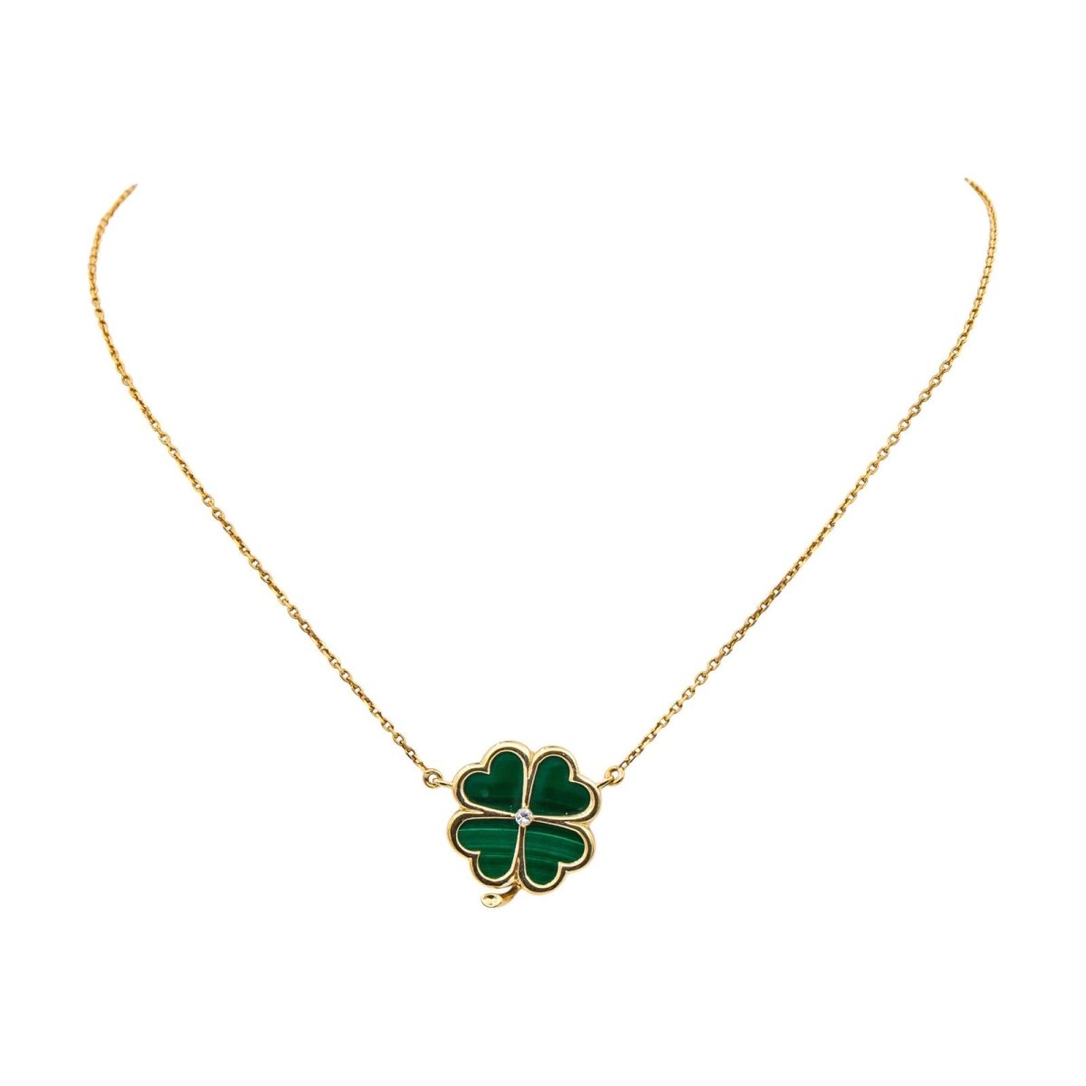 Collier Pendentif en or jaune, malachite et diamant - Castafiore