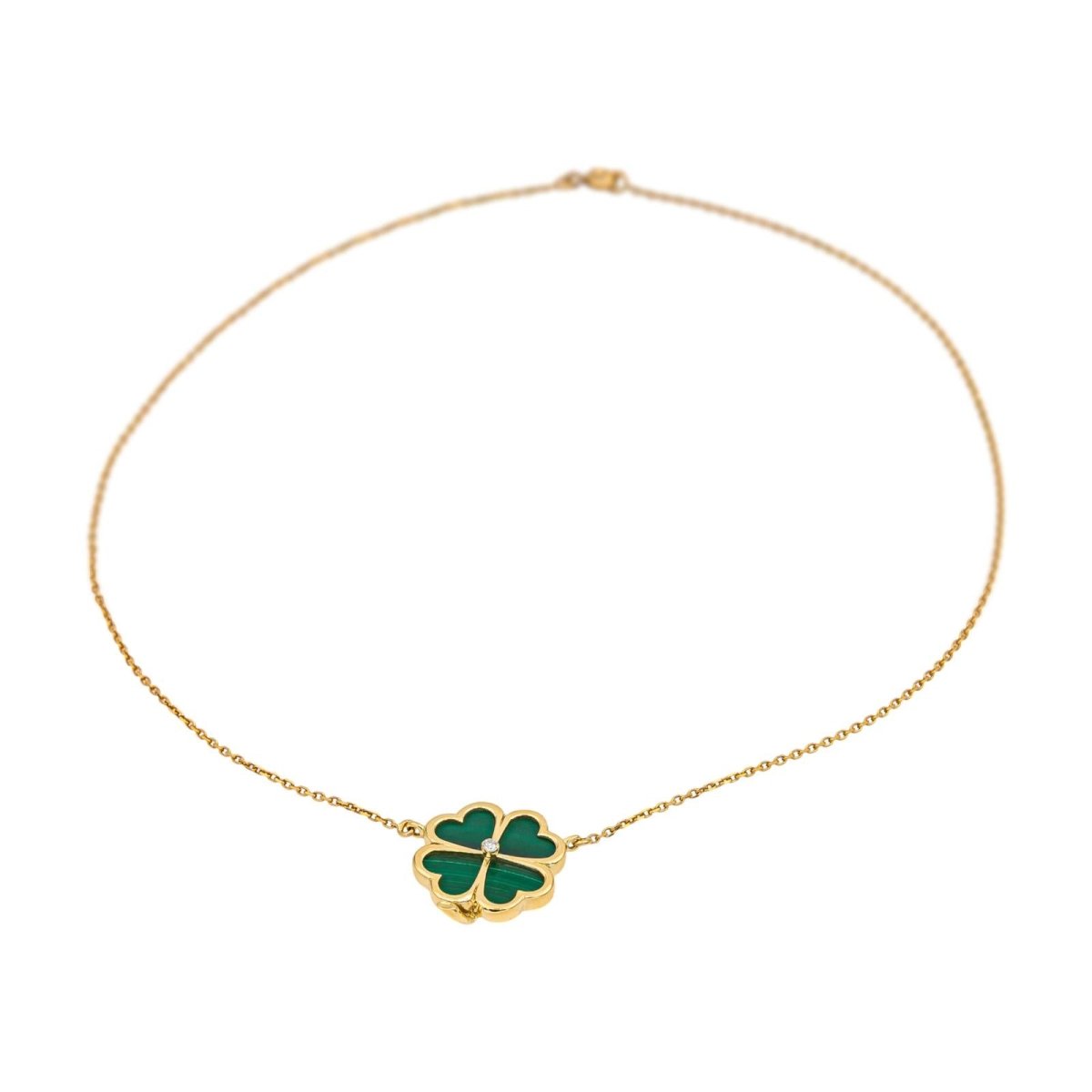 Collier Pendentif en or jaune, malachite et diamant - Castafiore
