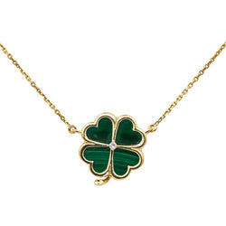 Collier Pendentif en or jaune, malachite et diamant - Castafiore