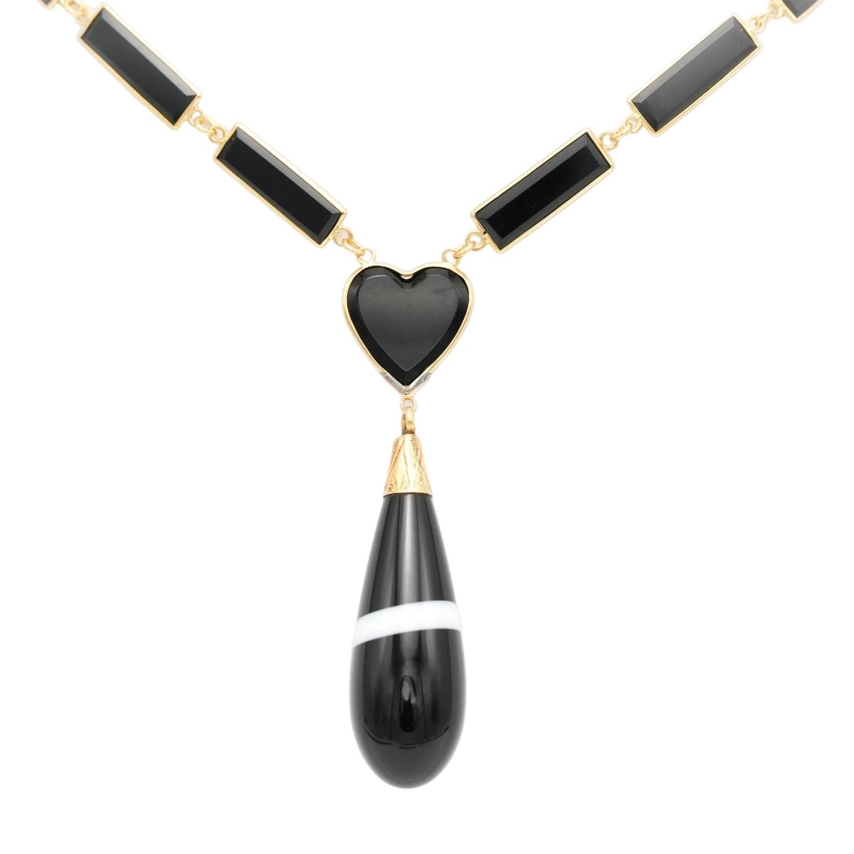 Collier Pendentif en or jaune, onyx et agates - Castafiore
