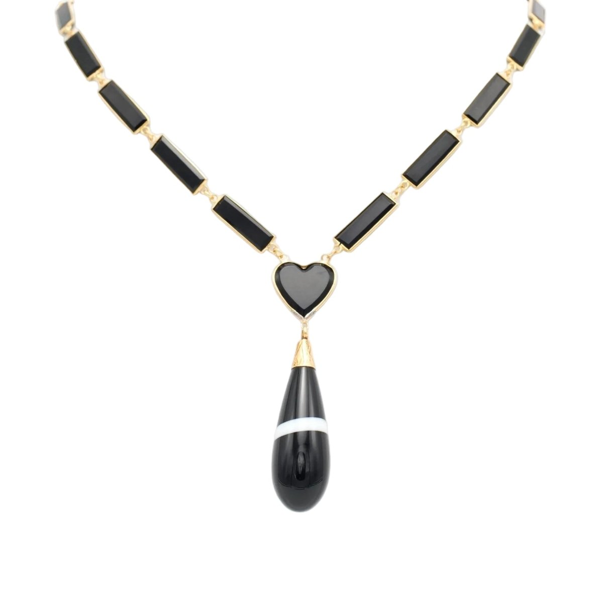 Collier Pendentif en or jaune, onyx et agates - Castafiore