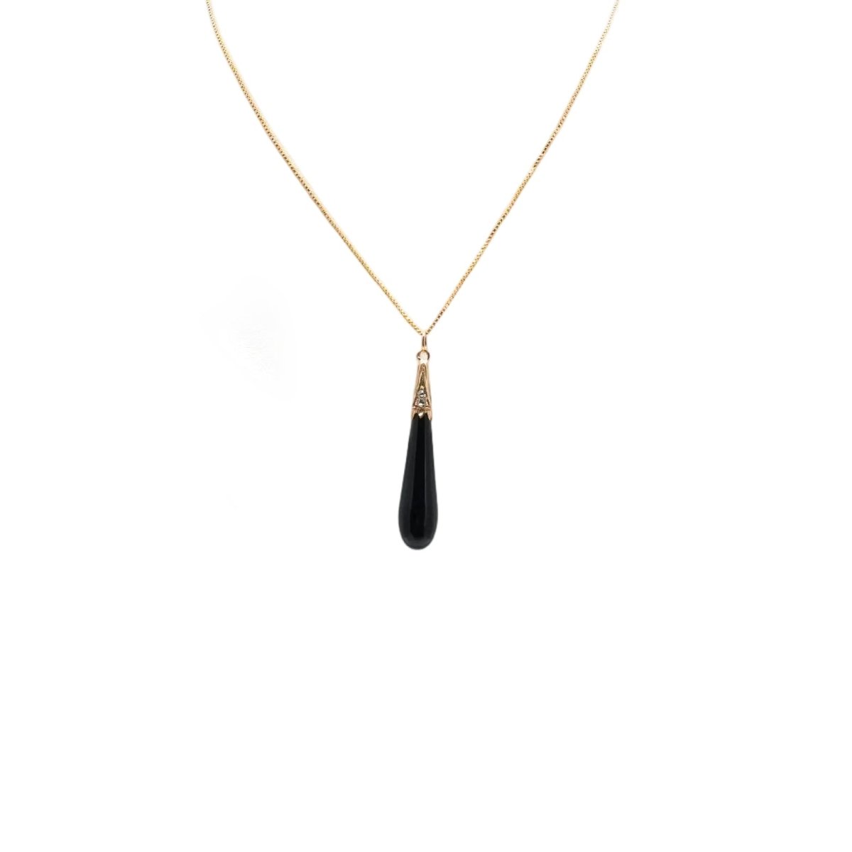 Collier Pendentif en or jaune, onyx et diamants - Castafiore