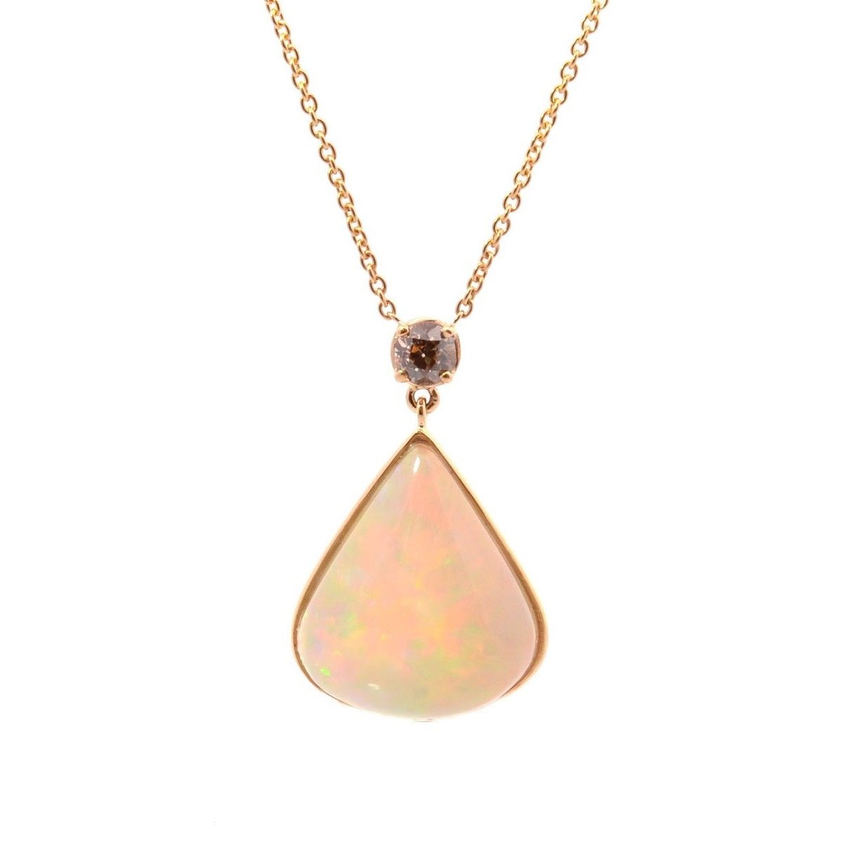 Collier Pendentif en or jaune, opale et diamant - Castafiore