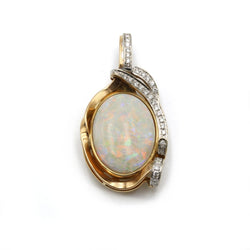 Collier Pendentif en or jaune, opale et diamants - Castafiore