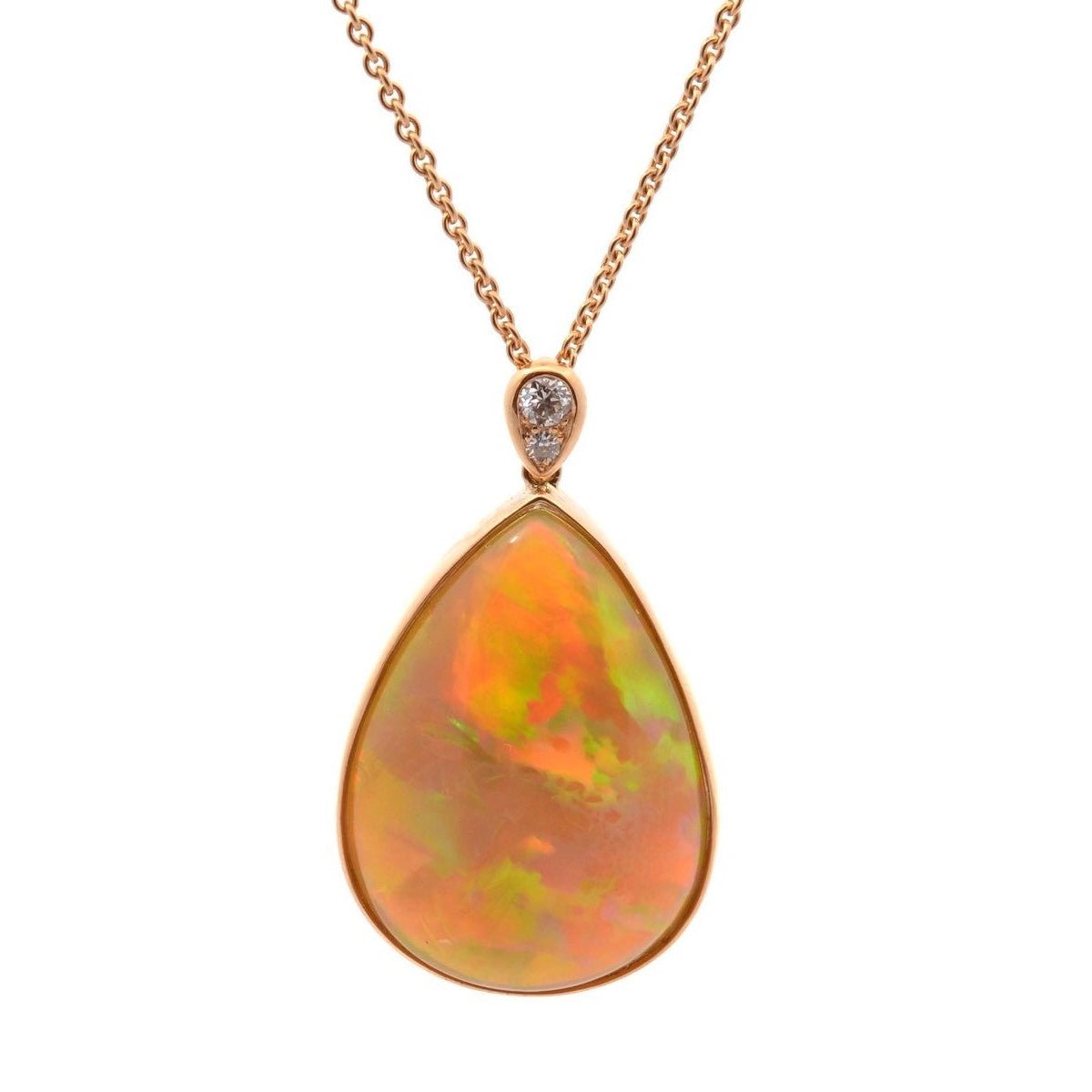 Collier Pendentif en or jaune, opale et diamants - Castafiore