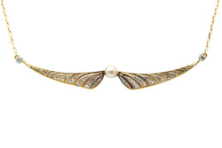 Collier Pendentif en or jaune, perle et diamants - Castafiore