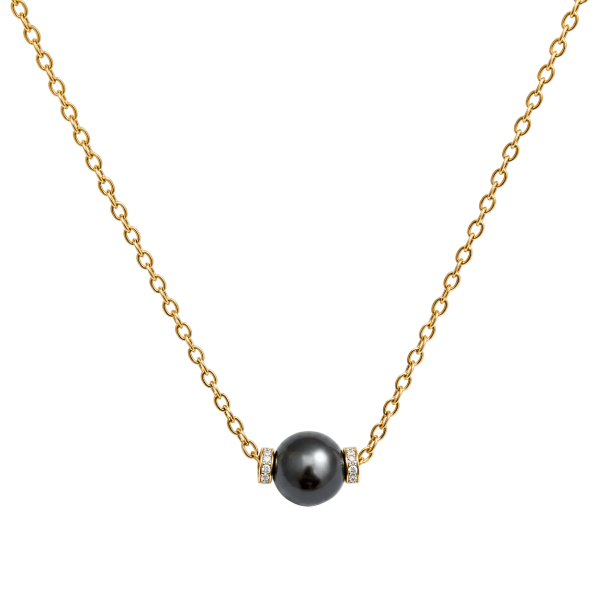 Collier Pendentif en or jaune, perle et diamants - Castafiore