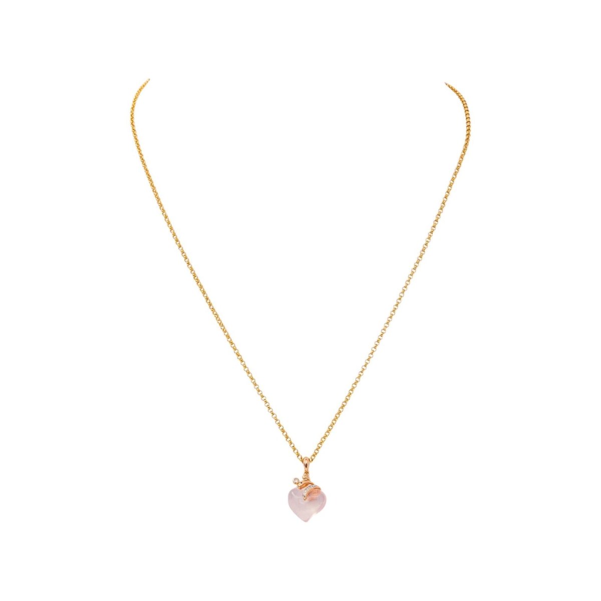 Collier Pendentif en or jaune, quartz et diamants - Castafiore