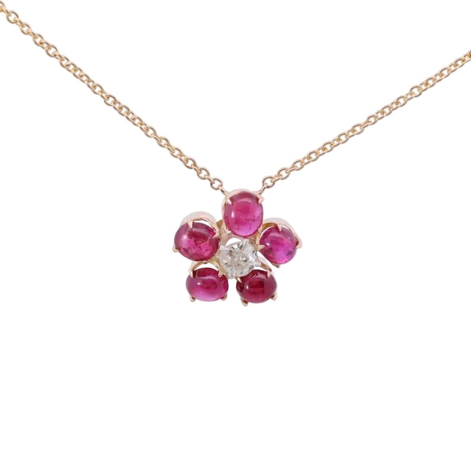 Collier Pendentif en or jaune, rubis et diamant - Castafiore