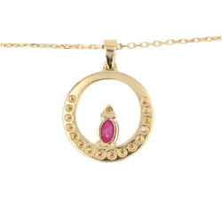 Collier Pendentif en or jaune, rubis et diamants - Castafiore