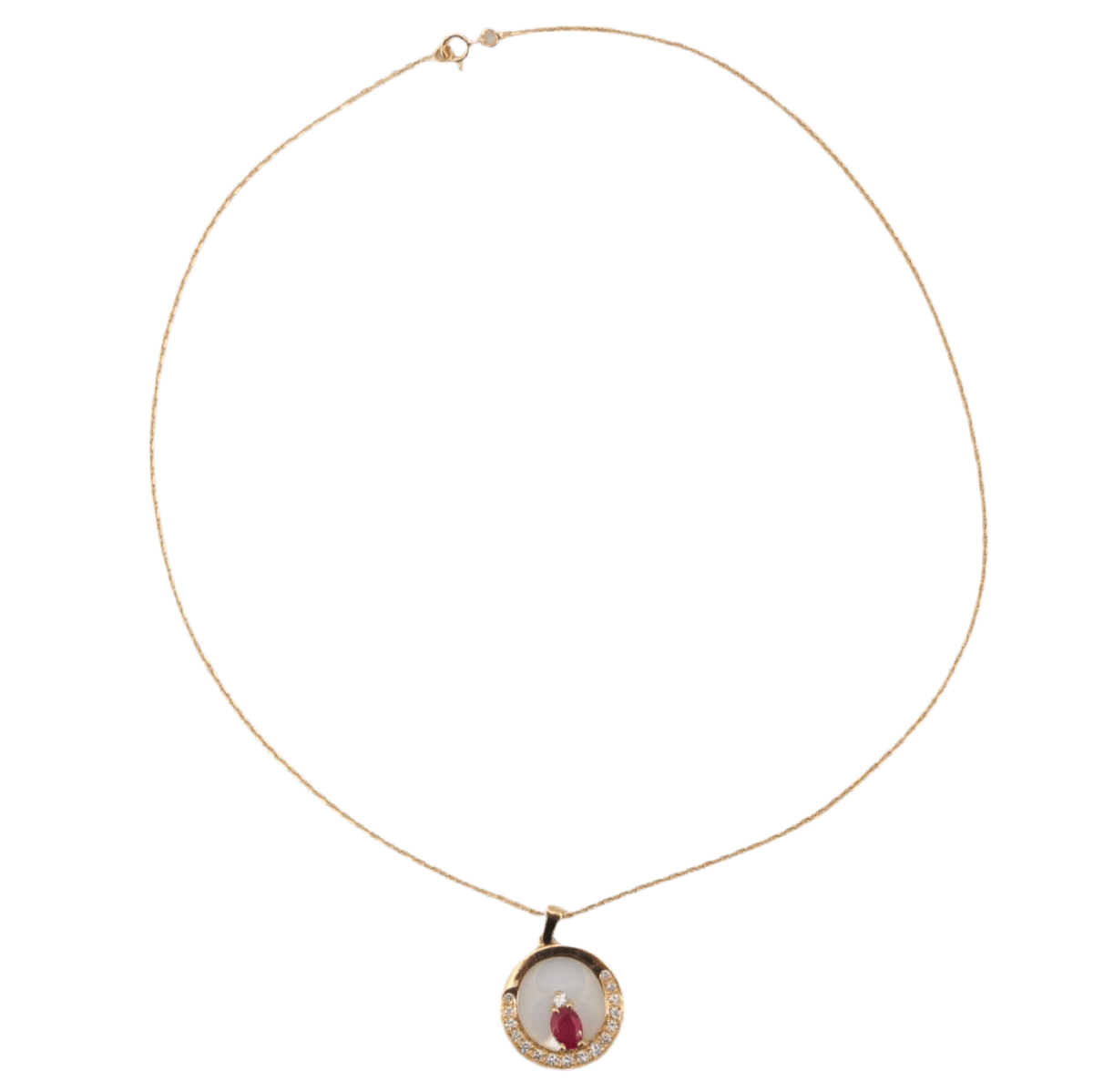 Collier Pendentif en or jaune, rubis et diamants - Castafiore