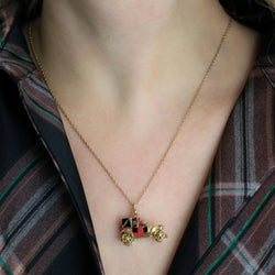 Collier Pendentif en or jaune, rubis et émail - Castafiore