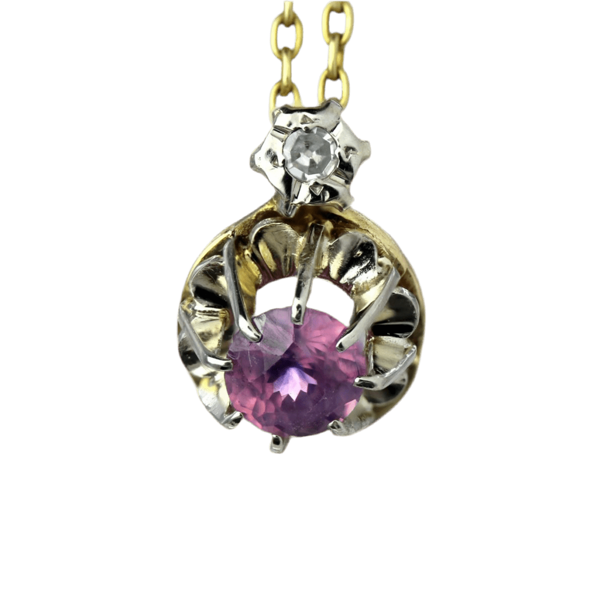 Collier Pendentif en or jaune, saphir et diamant - Castafiore