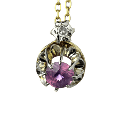 Collier Pendentif en or jaune, saphir et diamant - Castafiore