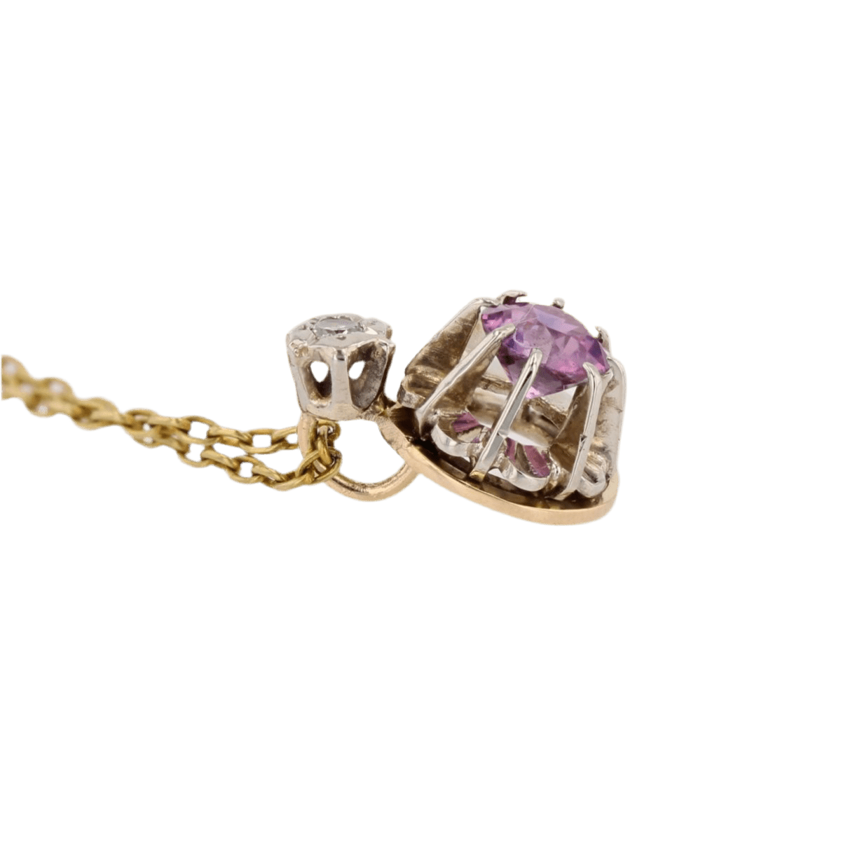 Collier Pendentif en or jaune, saphir et diamant - Castafiore