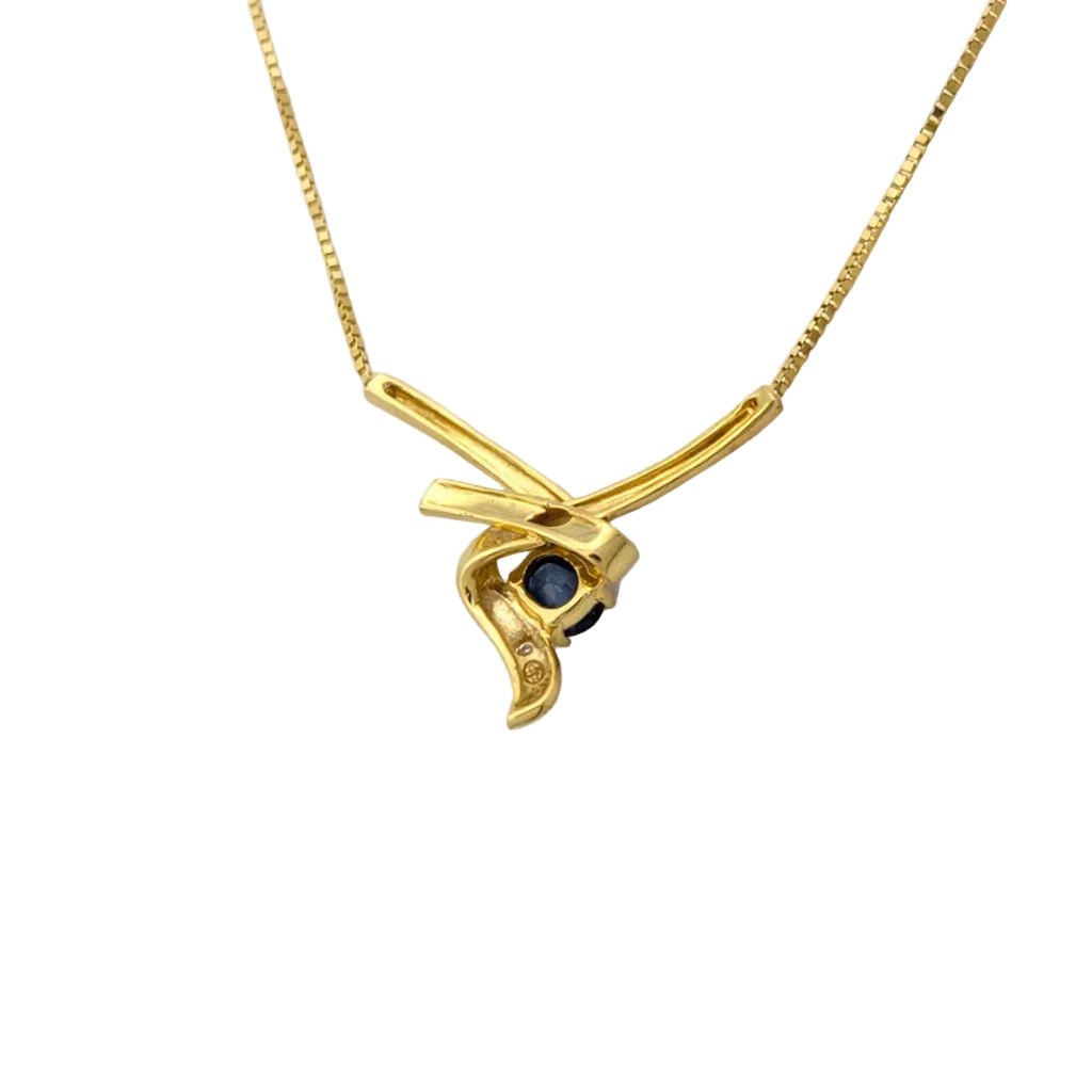 Collier Pendentif en or jaune, saphir et diamants - Castafiore