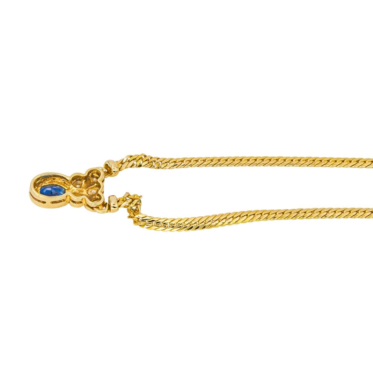 Collier Pendentif en or jaune, saphir et diamants - Castafiore
