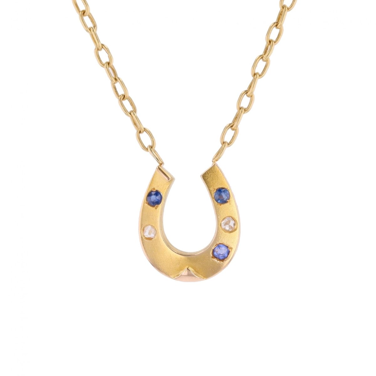 Collier Pendentif en or jaune, saphirs et diamants - Castafiore
