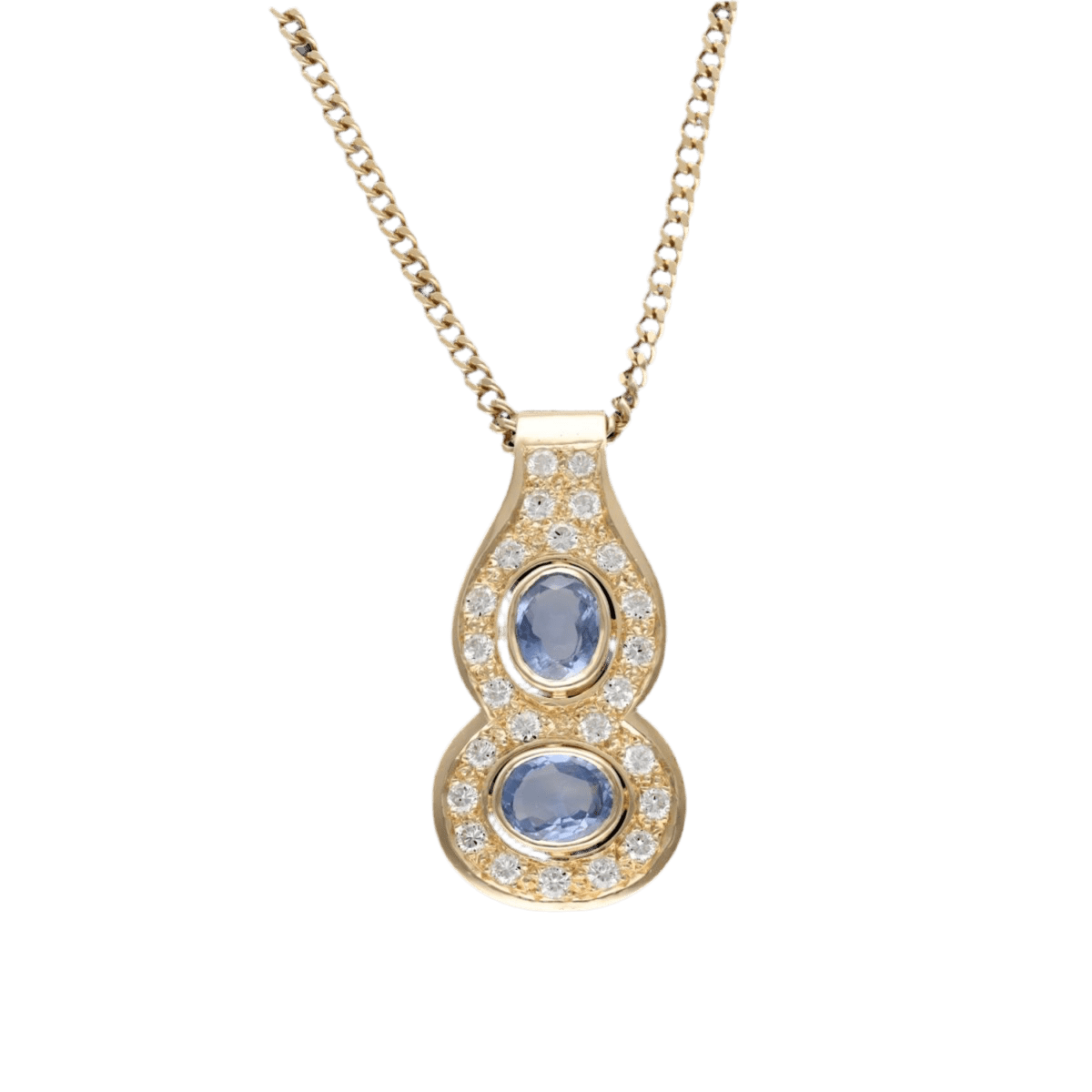 Collier pendentif en or jaune, saphirs et diamants - Castafiore