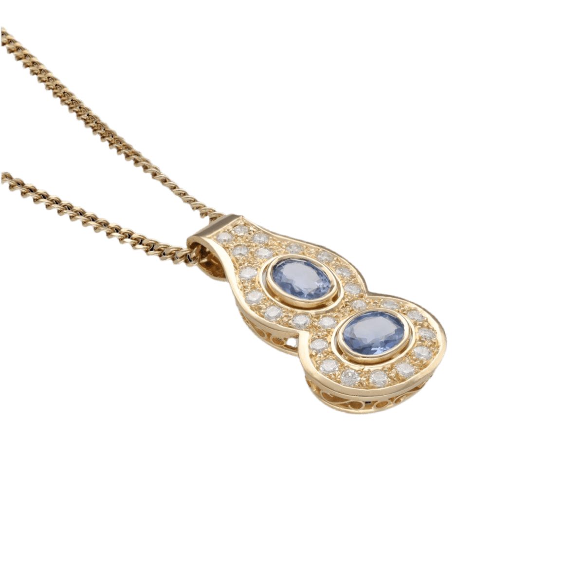 Collier pendentif en or jaune, saphirs et diamants - Castafiore