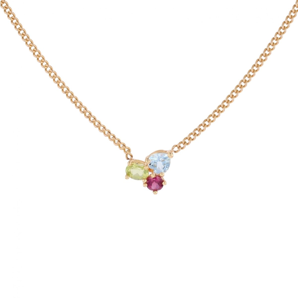 Collier Pendentif en or jaune, topaze, grenat et péridot - Castafiore