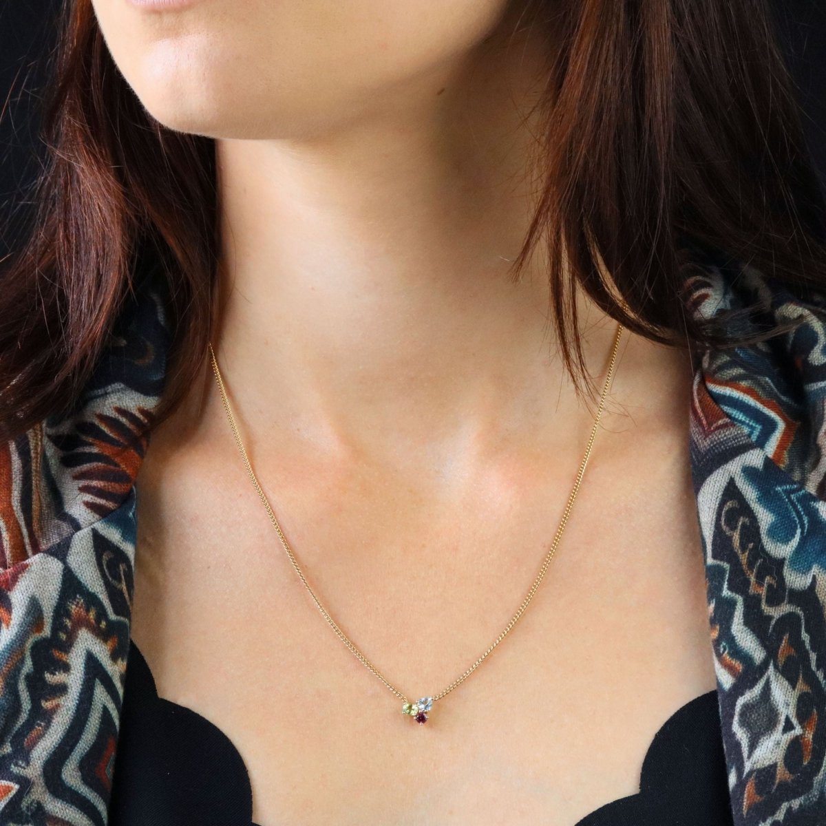 Collier Pendentif en or jaune, topaze, grenat et péridot - Castafiore