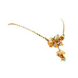 Collier Pendentif en or jaune, turquoises et perles - Castafiore