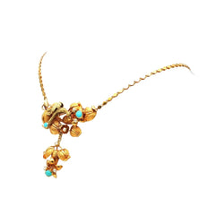 Collier Pendentif en or jaune, turquoises et perles - Castafiore