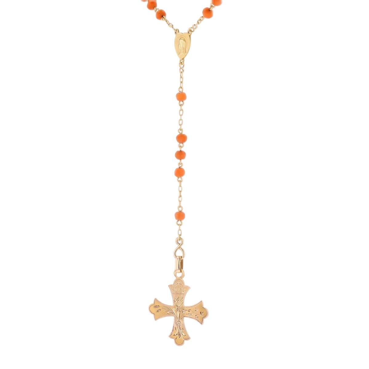 Collier Pendentif en or rose et corail - Castafiore
