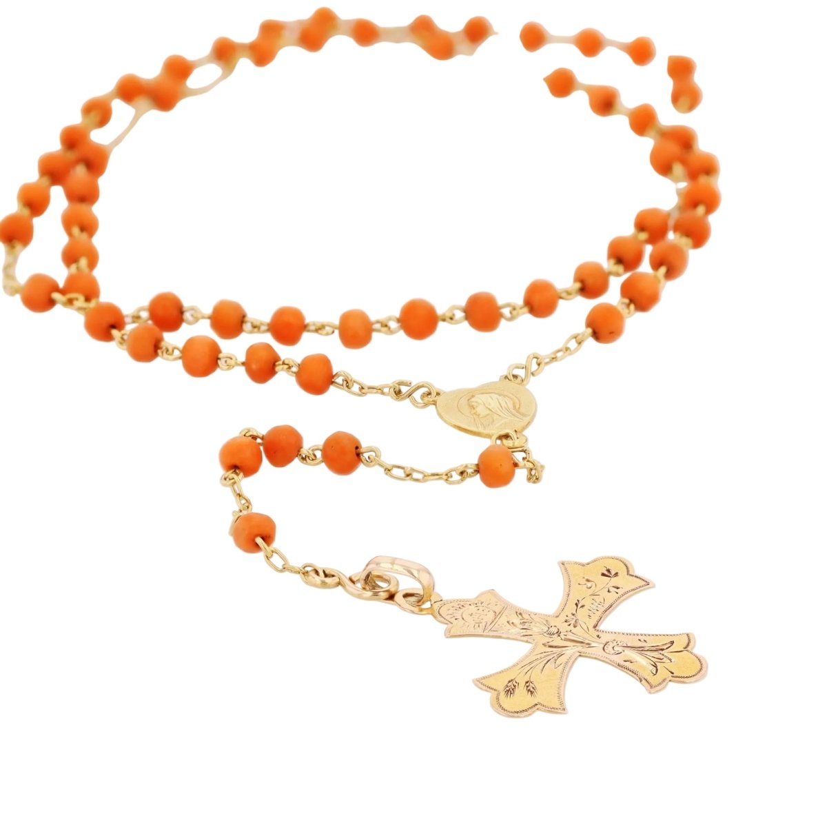 Collier Pendentif en or rose et corail - Castafiore