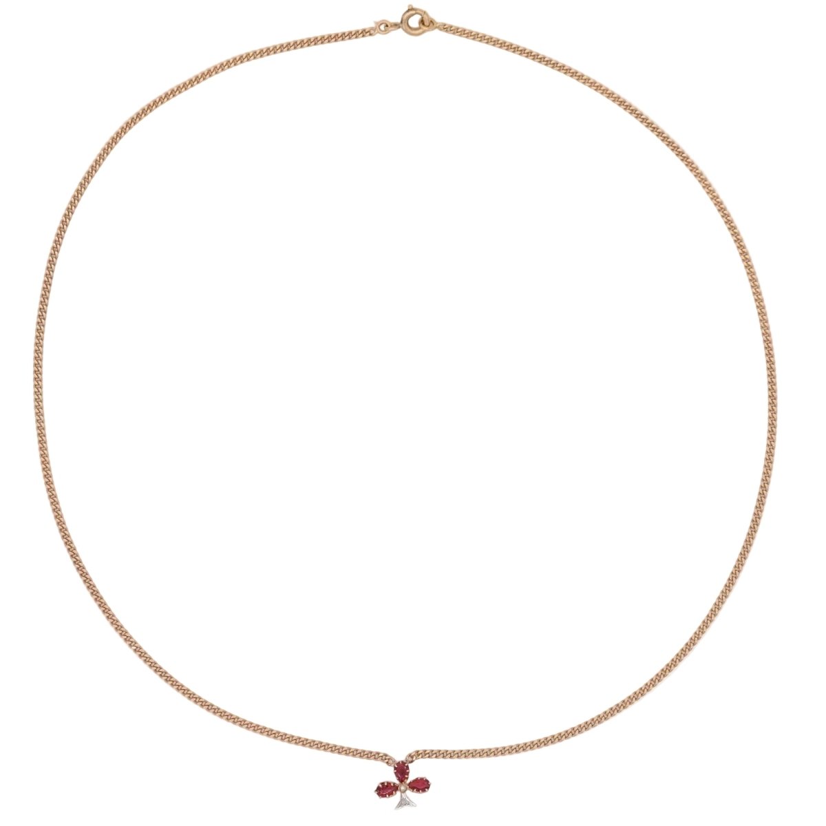 Collier Pendentif en or rose, perle, rubis et diamant - Castafiore