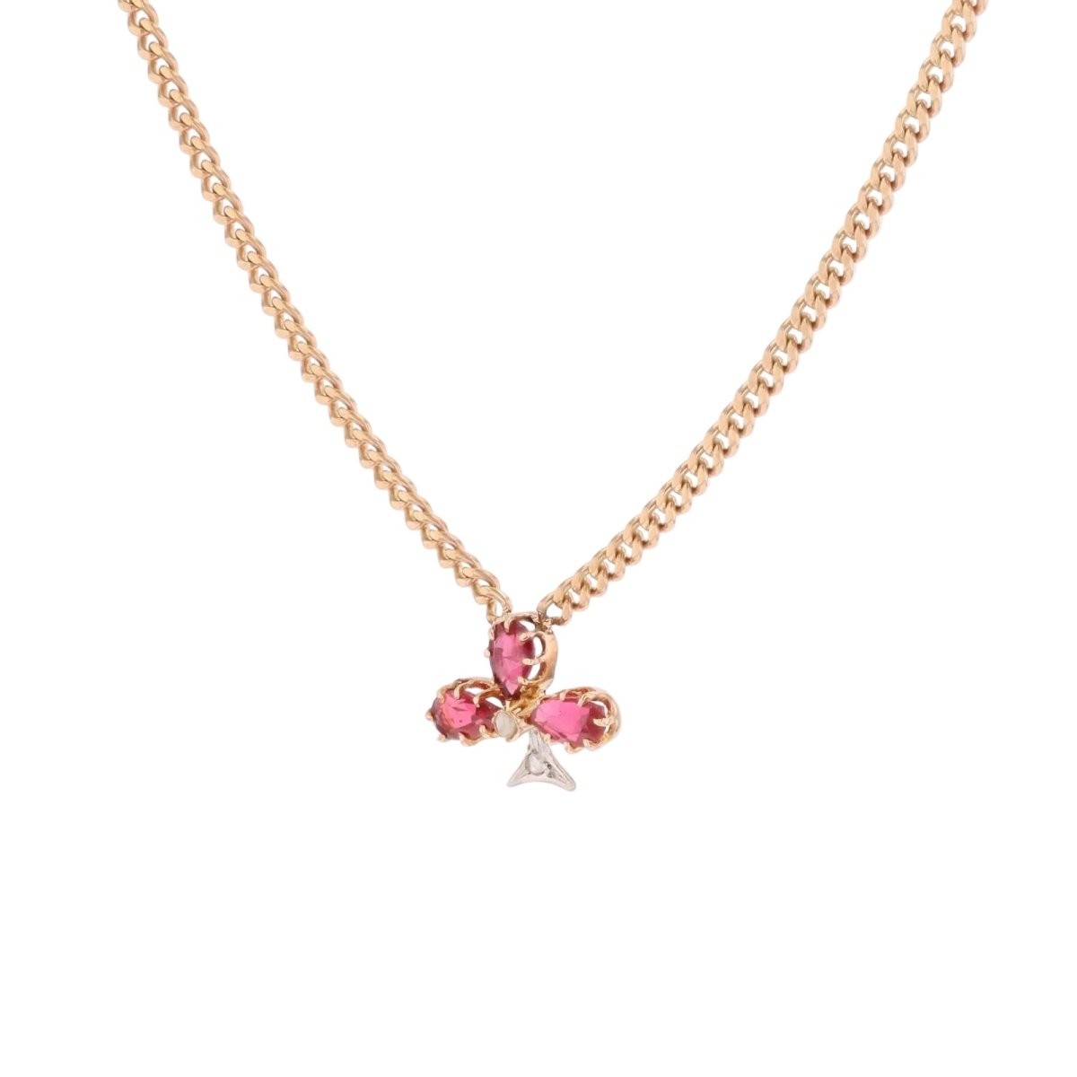 Collier Pendentif en or rose, perle, rubis et diamant - Castafiore