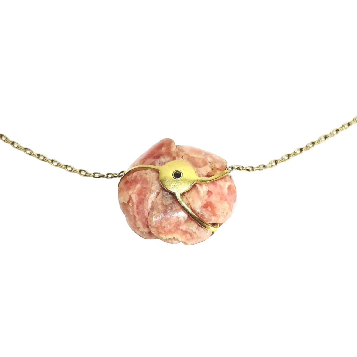 Collier Pendentif en or rose, porcelaine et diamant - Castafiore