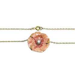 Collier Pendentif en or rose, porcelaine et diamant - Castafiore