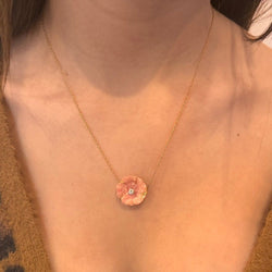 Collier Pendentif en or rose, porcelaine et diamant - Castafiore