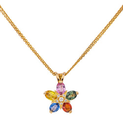 Collier Pendentif en or rose, saphirs, rubis et diamants - Castafiore