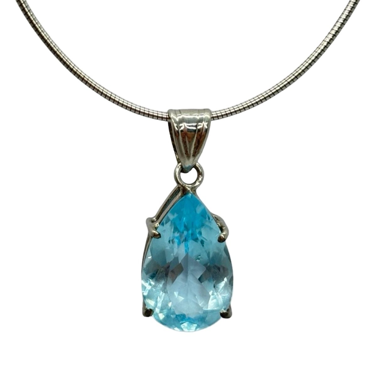 Collier Pendentif en platine et topaze - Castafiore